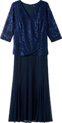 Produktbild von sheego Damen Große Größen Abendkleid mit floraler Spitze Abendmode elegant V-Ausschnitt Spitze