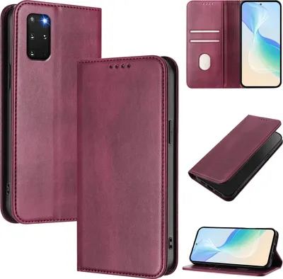 Image de Étui pour Samsung Galaxy S20 Plus, étui en cuir vintage avec protection RFID, fentes pour cartes, support Rouge