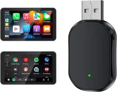 Productafbeelding van Adapter voor auto-infotainmentsystemen, 2-in-1 CarPlay-adapter voor Android Auto, Plug-and-Play USB-C-adapter met een stabiele verbinding en zonder vertraging, 5 GHz Wi-Fi-adapter