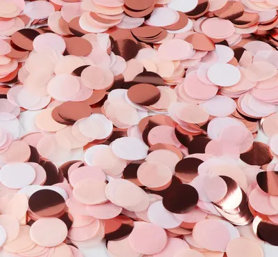 Produktbild von ABSOFINE 100g Konfetti Roségold mehrfarbig, Konfetti deko 2,5cm Rund 8000 Stück Seidenpapier Konfetti Papier, Konfetti Hochzeit für Hochzeit, Geburtstag, Taufe, Valentinstag