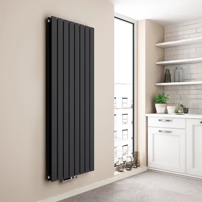 Zdjęcie produktu dla Grzejnik łazienkowy EMKE, grzejnik płytowy 1600x620mm, pionowy, antracytowy, płaski, dwuwarstwowy, ogrzewanie z podłączeniem środkowym, 1988W