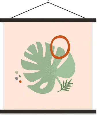 Produktbild von MuchoWow® Textilposter Blätter - Sommer - Minimalismus 40x40 cm mit schwarzem Rahmen - Fotos