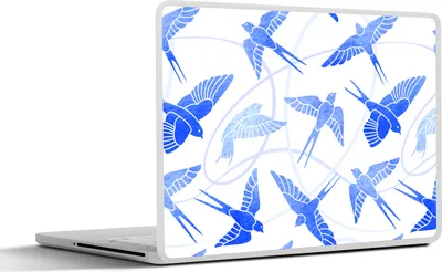 Produktbild von MuchoWow® Laptop Aufkleber Sticker Cover Muster - Blau - Vogel 32.5x23.5 cm - Sticker für Laptop - Selbstklebend