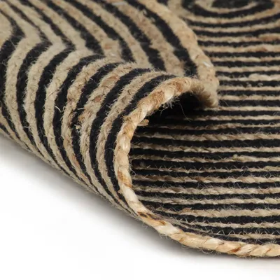 Image de vidaXL Tapis Jute fait main avec dessin en spirale Noir 90 cm