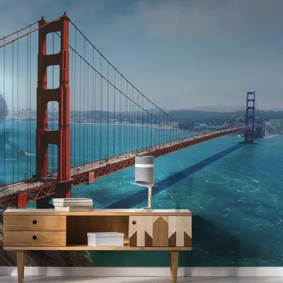 Productafbeelding van Decords muurstickers met de Golden Gate Bridge, model 036-004 – Afmetingen: 650 × 366 cm