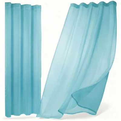 Produktbild von Transparente Gardine Dolly, wählbar mit Kräusel- und Ösen- Aufhängung, Größe und Farbe wählbar,140x250cm,Türkis