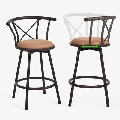 Immagine prodotto di Sgabelli da bar - Sgabelli da bar con schienale - Sedie da cucina - Sgabelli da bar - Sedie girevoli - Altezza seduta: 63 cm