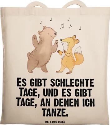 Produktbild von Mr. & Mrs. Panda Jutebeutel Hase Tanzen - Transparent - Geschenk, Einkaufstasche, Tanzkurs, Tote Bag, Tasche, Tanzschule, festivaltasche, Laptoptasche, gehen, Shopping