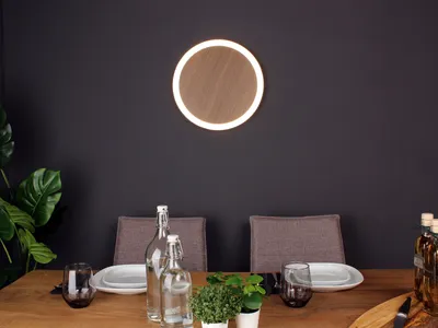 Produktbild von LUCE Design Moon LED Wandleuchte Neutralweiss 18W 3-Stufendimmer Holz, schwarz