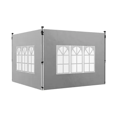 Produktbild von 2-teiliges Set Seitenwände für Pavillons,2er-Set Seitenteile für Pavillon 3x3/3x4 m, Seitenwand mit Fenster,Oxford-Gewebe, wasserdicht Hellgrau