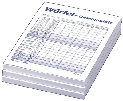 Produktbild von Würfelspiel-Gewinnblatt A6 3x85 Blatt Packung mit 40 Stück