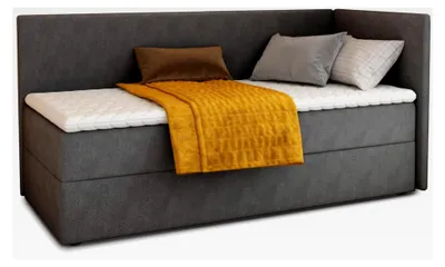 Produktbild von Boxspringbett Flame mit Bettkasten - Einzelbett mit Bonell-Matratze und Topper, Polsterbett, Universelle Bettseite, Schlafzimmer, Kinderzimmer (Graphit, 100 x 200 cm)