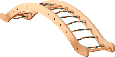 Produktbild von Kletterwippe, Kinderwippe, Wippe aus Holz mit buten Seilsprossen, Kindergarten