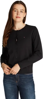 Produktbild von Tommy Hilfiger Damen Cardigan Jersey Stitch Elegant, Schwarz (Black), XXS