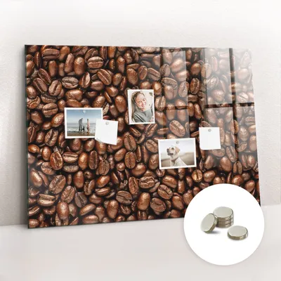 Obrázek produktu pro Magnetická Tabule na Zeď Skleněná - Memo Board Kleněnou Přední Stranou - 5 magnetů v balení - 100x70 cm - Zrnková káva