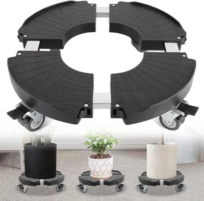 Obrázek produktu pro Zahradní válec Ø 40–48 cm, nosnost 200 kg – nastavitelný a otočný o 360 stupňů – černý – pro vnitřní i venkovní použití