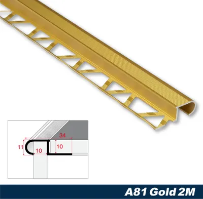 Produktbild von Effector Fliesenschiene aus eloxiertem Aluminium - Fliesenkanten Schutz - (S-Form Profil Gold) Aluschiene Zierleisten Fliesenprofil Zierschienen