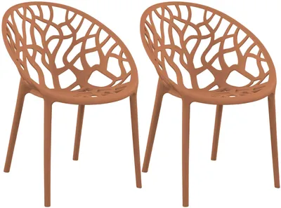 Produktbild von CLP 2er Set Gartenstühle Hope mit Lehne stapelbar wetterfest UV-beständig bis 150 kg terracotta