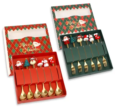 Productafbeelding van 12-delige Kerstbestekset van Roestvrij Staal met Lepels en Vorken