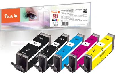 Produktbild von Peach PI100-356 Druckerpatrone 5 Stück(e) Kompatibel Standardertrag Schwarz, Cyan, Magenta, Gelb