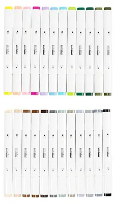 Image de Feutres à dessin, épaisseur de trait 1+8 mm, couleurs pastel - 24 pièces