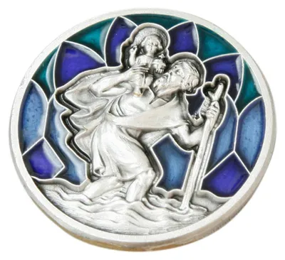 Image de Médaille magnétique pour voiture avec mosaïque bleue, diamètre 3 cm