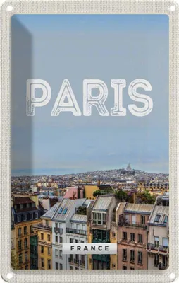 Produktbild von vianmo Blechschild 30x20 cm Paris Panorama Blick Stadt Bildmotiv Reisemotiv Abenteuer Reisen Urlaub