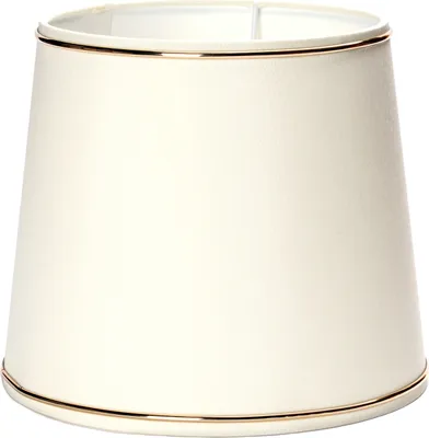 Produktbild von Ersatz Lampenschirm Stoffschirm creme mit Nachbildung Goldring Gold Schirm Aufnahme f. Fassung E27 Goldkante beige (20x17,5cm)
