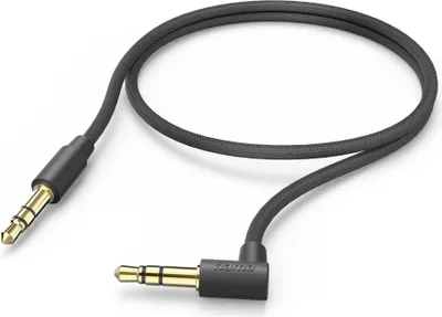 Immagine prodotto di HAMA Cavo ausiliario jack 3,5 mm - jack 3,5 mm, spina angolata a 90°, 0,5 m, nero (00201527)