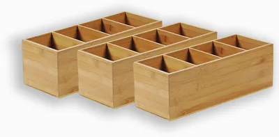 Productafbeelding van Kesper 70850 | Set van 3 bestekdozen, 4-delig, gemaakt vangecertificeerd bamboe, afmetingen 35 x 14 x 12 cm. Bestekhouder/doos