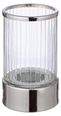 Produktbild von Gilde Windlicht, zylindrisch, "Nova", Glas, klar, silberfarben, , H. 21 cm, D. 12 cm 53248