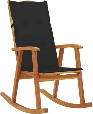 Image de Chaise à bascule avec coussins Bois d'acacia massif