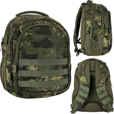 Produktbild von Grüner Tarnmuster Schulrucksack, Jugendrucksack, geräumig 43x35x21 cm STARPAK, gepolstert