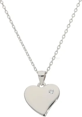 Produktbild von Gravur Anhänger mit Kette Silber 925, Herz, Zirkonia FSCO004si 45 cm