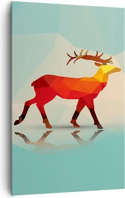 Produktbild von Bild auf Leinwand - Leinwandbild - Einteilig - Hirsch Illustration modern Grafik - 80x120cm - Wand Bild - Wandbilder - Leinwanddruck - Wanddekoration - Leinwand bilder - Wandbild - PA80x120-2811