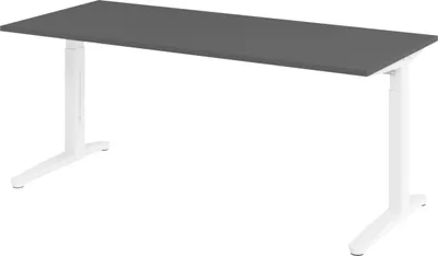Produktbild von bümö Schreibtisch Serie-XB - Nachbildung: Graphit, Größe:  180 x 80 cm, Gestell: Weiß