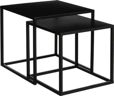 Produktbild von Mica Decorations Goa Beistelltisch - 2er-Set - L35 x B35 x H33 cm - Metall - Schwarz