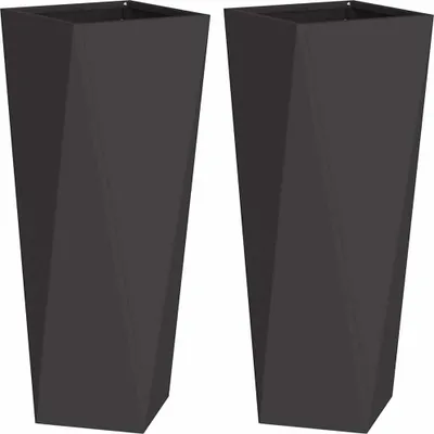 Image de vidaXL Bac à plantes 2 pcs Noir 30 x 30 x 75 cm Acier