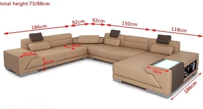 Immagine prodotto di Divano Angolare Zona Giorno A U XXL Big Rivestimento In Pelle