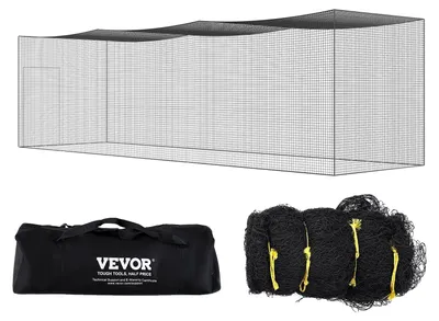 Produktbild von VEVOR Baseball-Schlagnetz, Professionelles Softball-Baseball-Schlagtraining-Netz, Tragbares Übungspitching-Gitter mit Tür & Tragetasche, Robustes geschlossenes PE-Netz, 35FT (NUR NETZ), 10.6 m