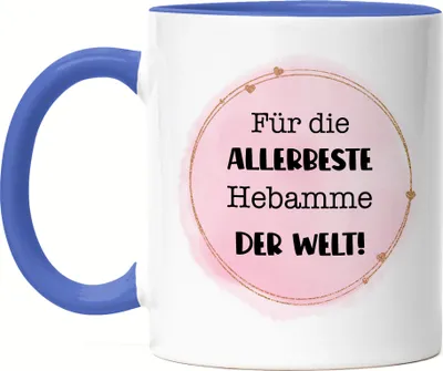Produktbild von Für die allerbeste Hebamme der Welt Tasse Blau Dankeschön Geschenk Geburtstag Weihnachten