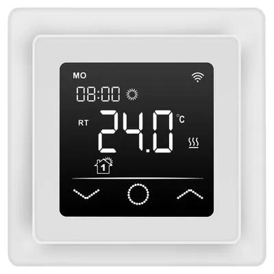 Produktbild von Mi-750 weiß WiFi Smart Thermostat mit externem Bodenfühler, KI-generiertes Bild