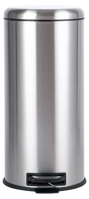 Produktbild von Amazon Basics Runder Tret-Mülleimer,Zylindrisch Edelstahl, 30 l, Satin