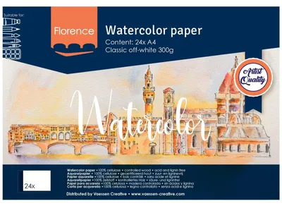 Productafbeelding van Florence Aquarelpapier, fijne textuur - tekenblok voor aquarelverf, formaat A4 - beige