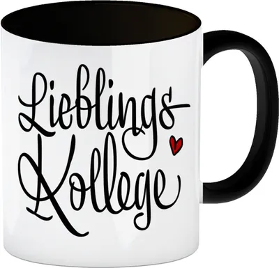 Produktbild von Lieblingskollege Kaffeebecher Henkel und Innenseite Schwarz