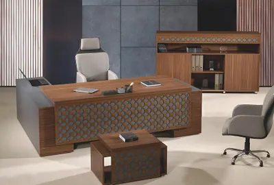 Productafbeelding van Komplette Büromöbel Eckbürotisch Büro Bürotisch Set 3tlg Holz Braun