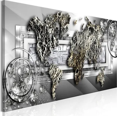 Produktbild von Modernes Wandbild k-C-0131-b-a (150x50 cm) - 1 Teilig Bilder Fotografie auf Leinwand Foto Bild Dekoration Wand Bilder Kunstdruck WELTKARTE ABSTRAKT