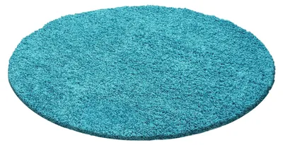 Produktbild von Ayyildiz Langflorteppich Türkis 120 cm rund Weicher und flauschiger, 30 mm großer, türkisfarbener Hochflorteppich für Wohn- und Schlafzimmer