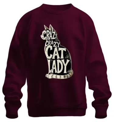 Productafbeelding van Grappig sweatshirt/pullover voor kattenliefhebbers, vintage stijl, kleur bordeauxrood, maat XXL