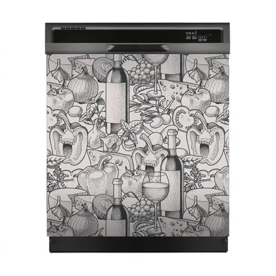 Produktbild von Magnete Dekorative 60x60 cm Küche Magnetmatte Spülmaschine - gezogener Wein und Gemüse
